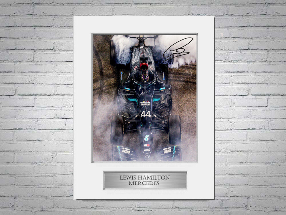 Lewis Hamilton Mercedes F1 Formula 1 Driver 2021 Signed Photo Display Mount A4 