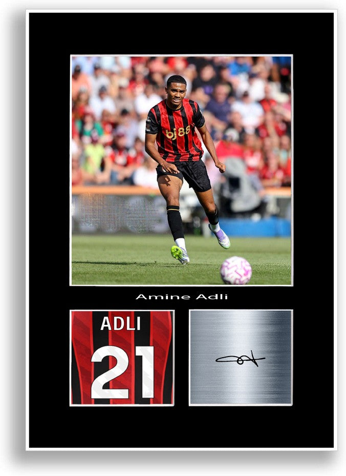 Amine Adli Football Player Poster Signed Print A4 Photo Wall Art Gift Idea