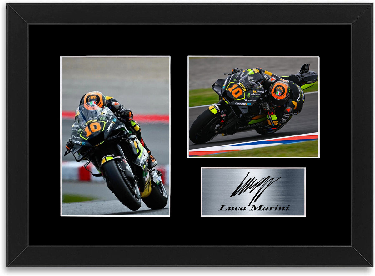 Luca Marini Motorcycle Racer Poster Signed Photo Display Mount A4