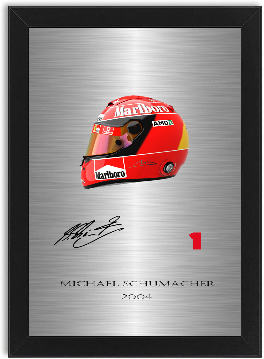 Michael Schumacher 2004 Champion Helmet For Ferrari F1 Fans framed print by LJW Prints