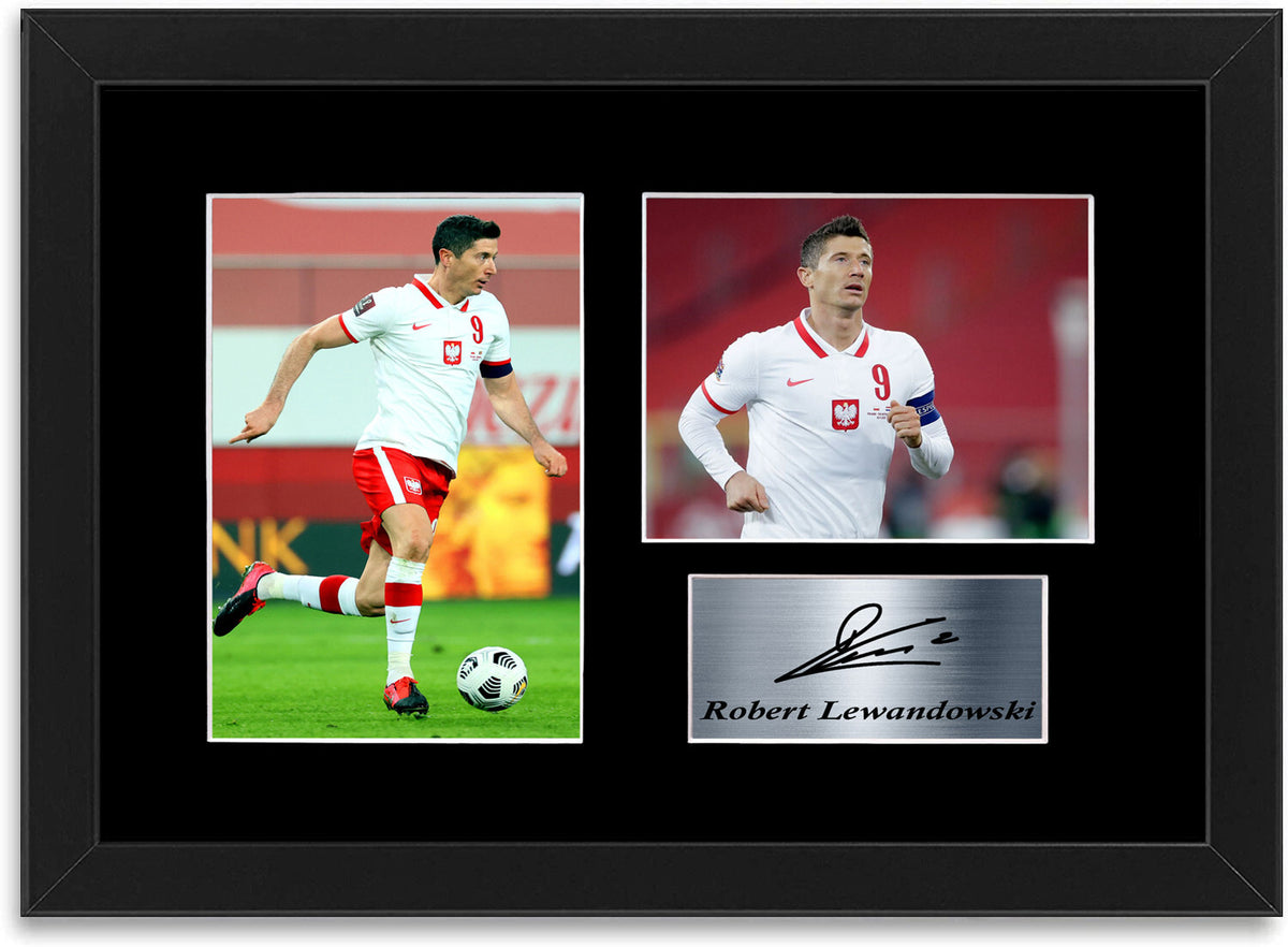 Robert Lewandowski Poland Player A4 Printed Signed Photo Display Framed Poster