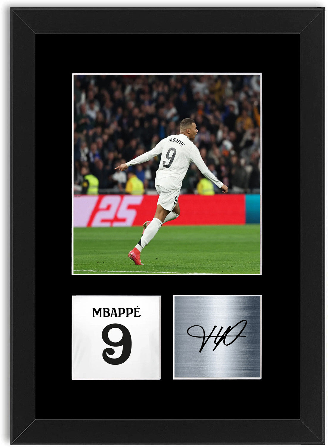 Kylian Mbappe Football Player Real Madrid framed print by LJW Prints