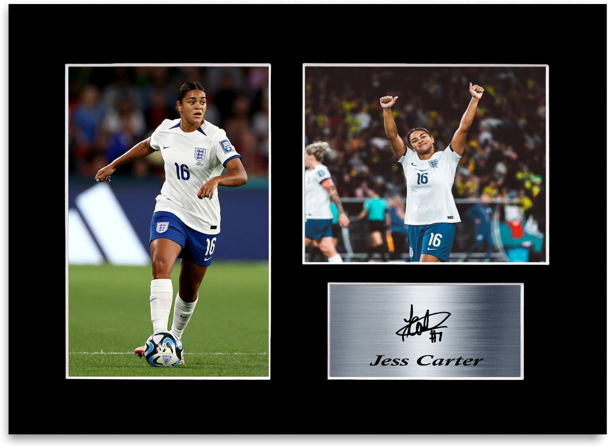 Jess Carter England mounted display by LJW Prints