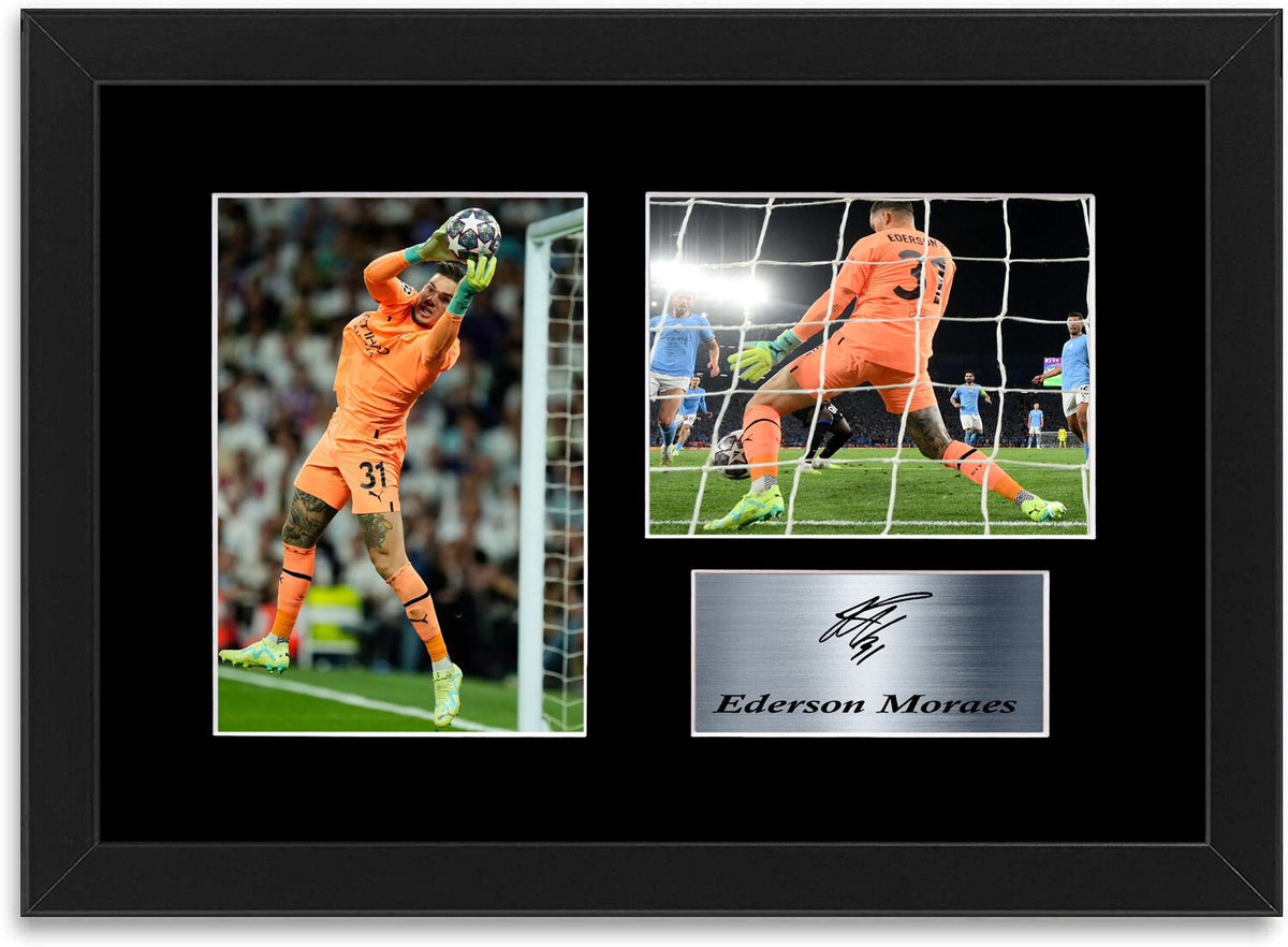 Ederson Man city Player framed print by LJW Prints