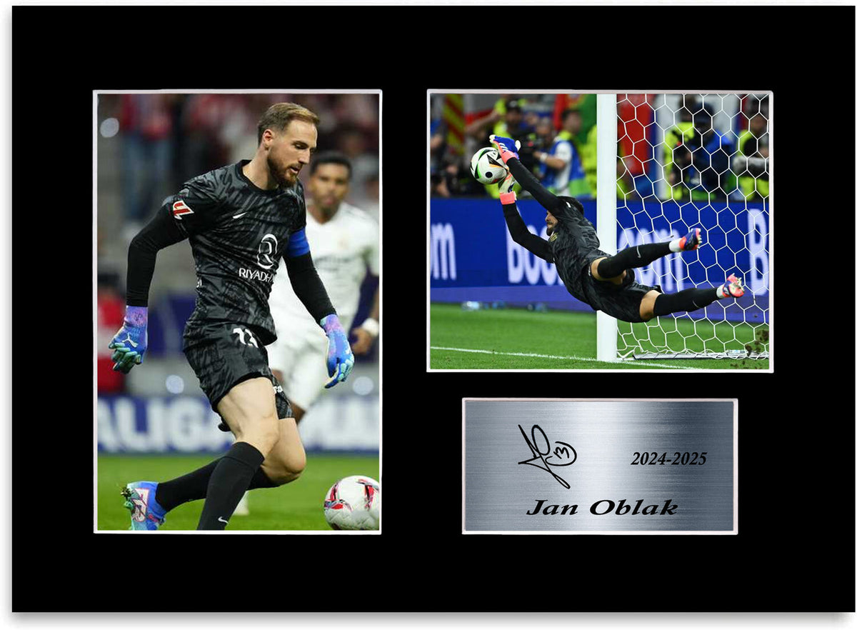 Jan Oblak Atletico Football Player mounted display by LJW Prints