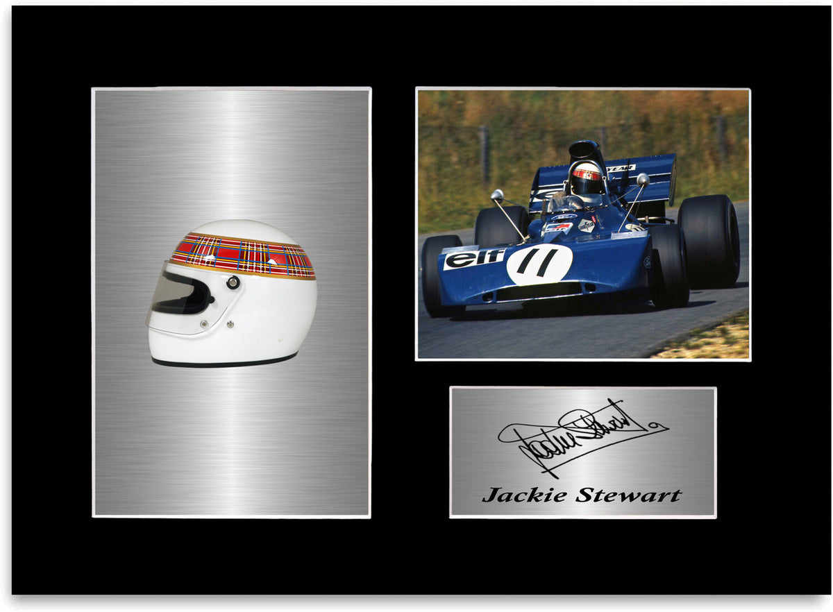 Jackie Stewart Formula 1 World Champion Signed Photo Display Mount A4 