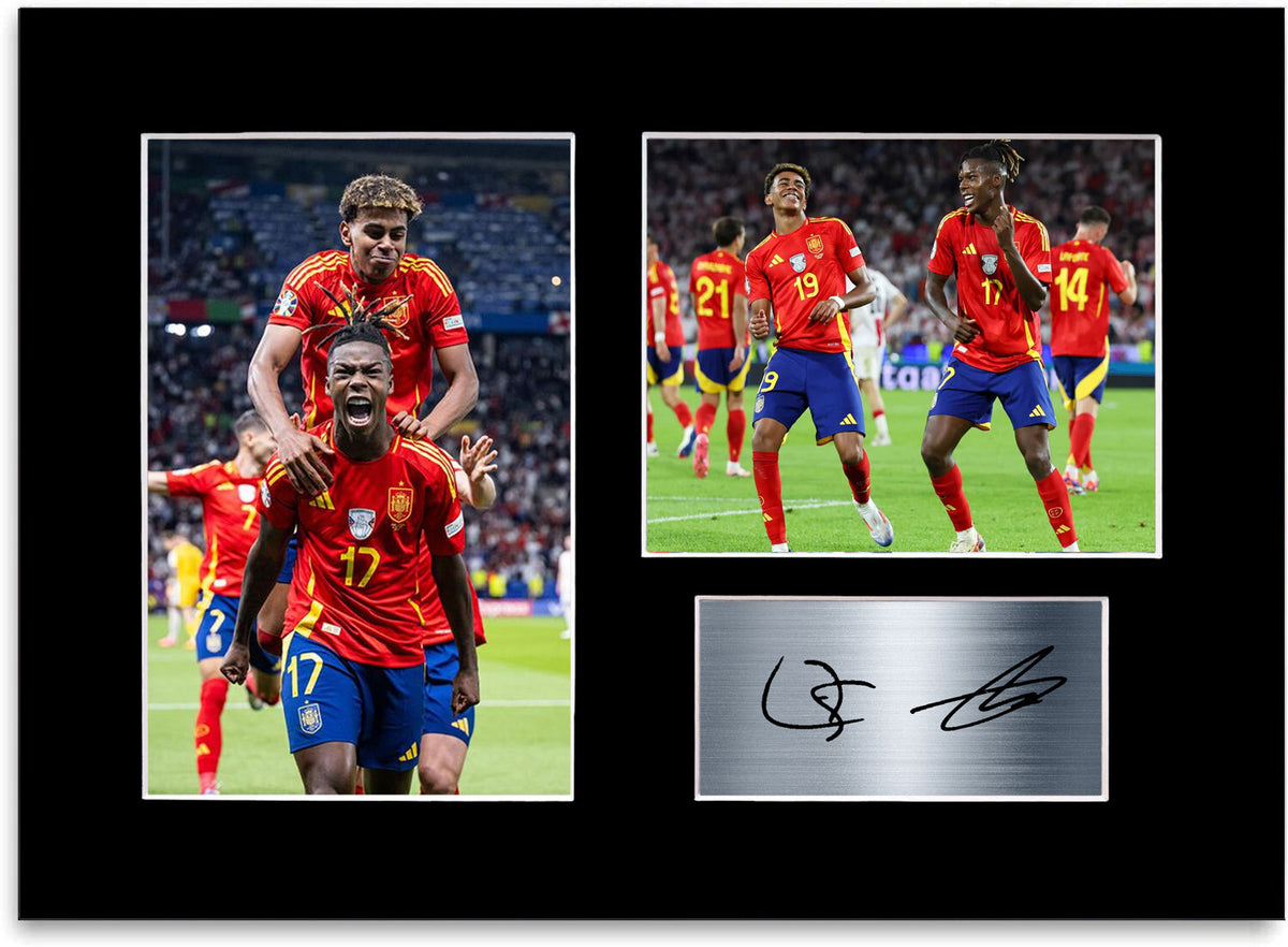 Lamine Yamal Nico Williams 2024 Spain Football mounted display by LJW Prints