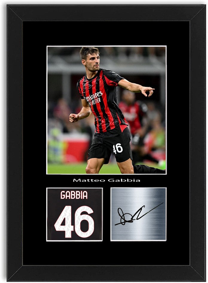 Matteo Gabbia Football Player Poster Signed Print Photo A4 Wall Art Framed