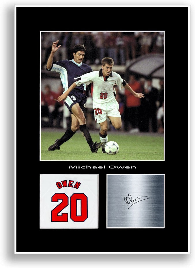 Michael Owen Football Player Poster Signed Print Photo A4 Wall Art Gift Idea