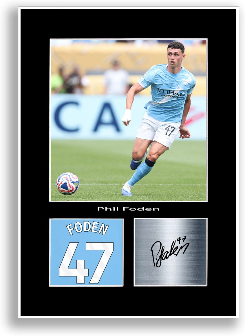Phil Foden Football Player Poster Signed Print Photo A4 Wall Art Gift Idea