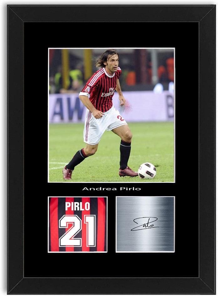 Andrea Pirlo Football Player Poster Signed Print Photo A4 Wall Art Framed