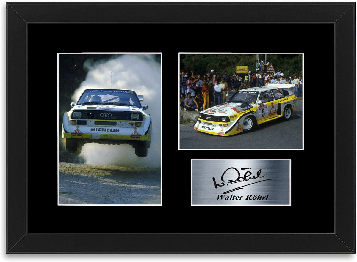 Walter Rohrl World Rally Champion Group B Signed Photo Display Poster A4 Framed