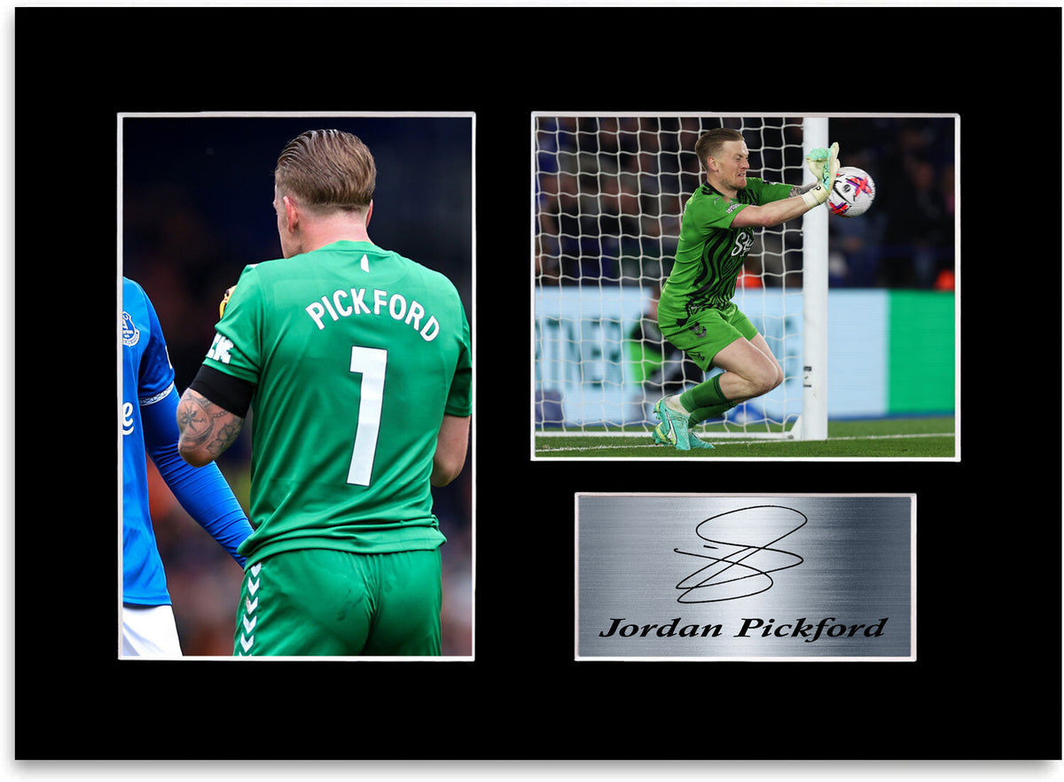 Jordan Pickford Everton Player framed print by LJW Prints