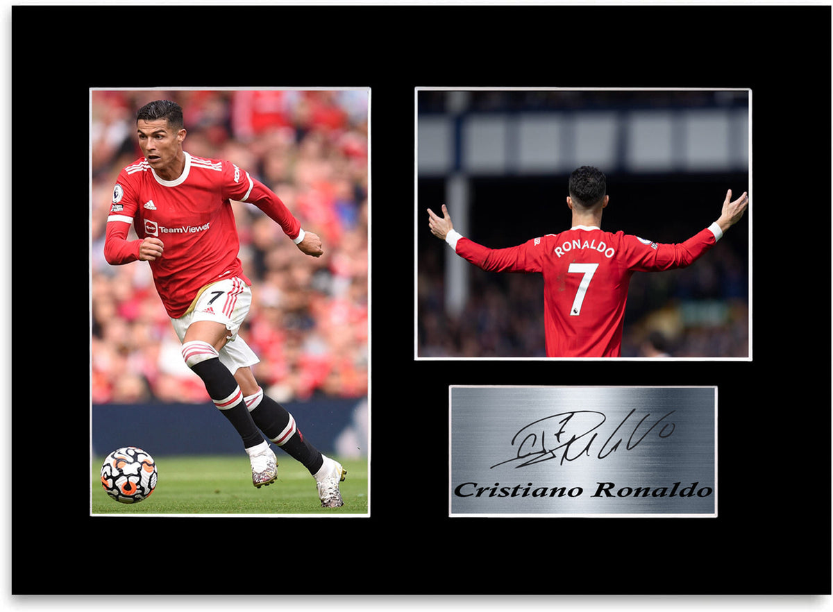 Cristiano Ronaldo Man United Player Printed Signed Photo Display Mount Gift A4