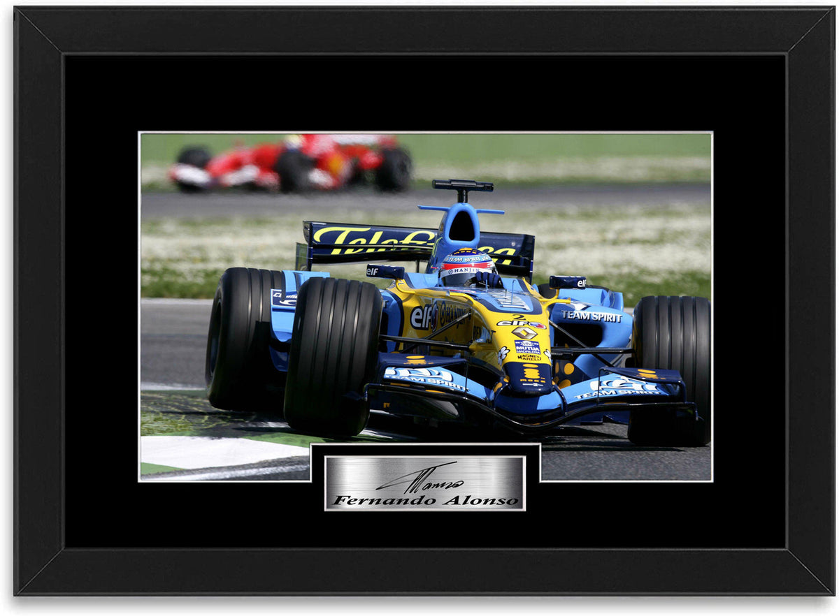Fernando Alonso Renault F1 World Champion 2005 framed print by LJW Prints