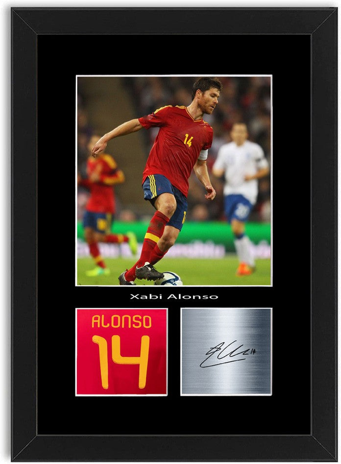 Xabi Alonso Spain Football Poster Signed Print Photo A4 Wall Art Framed