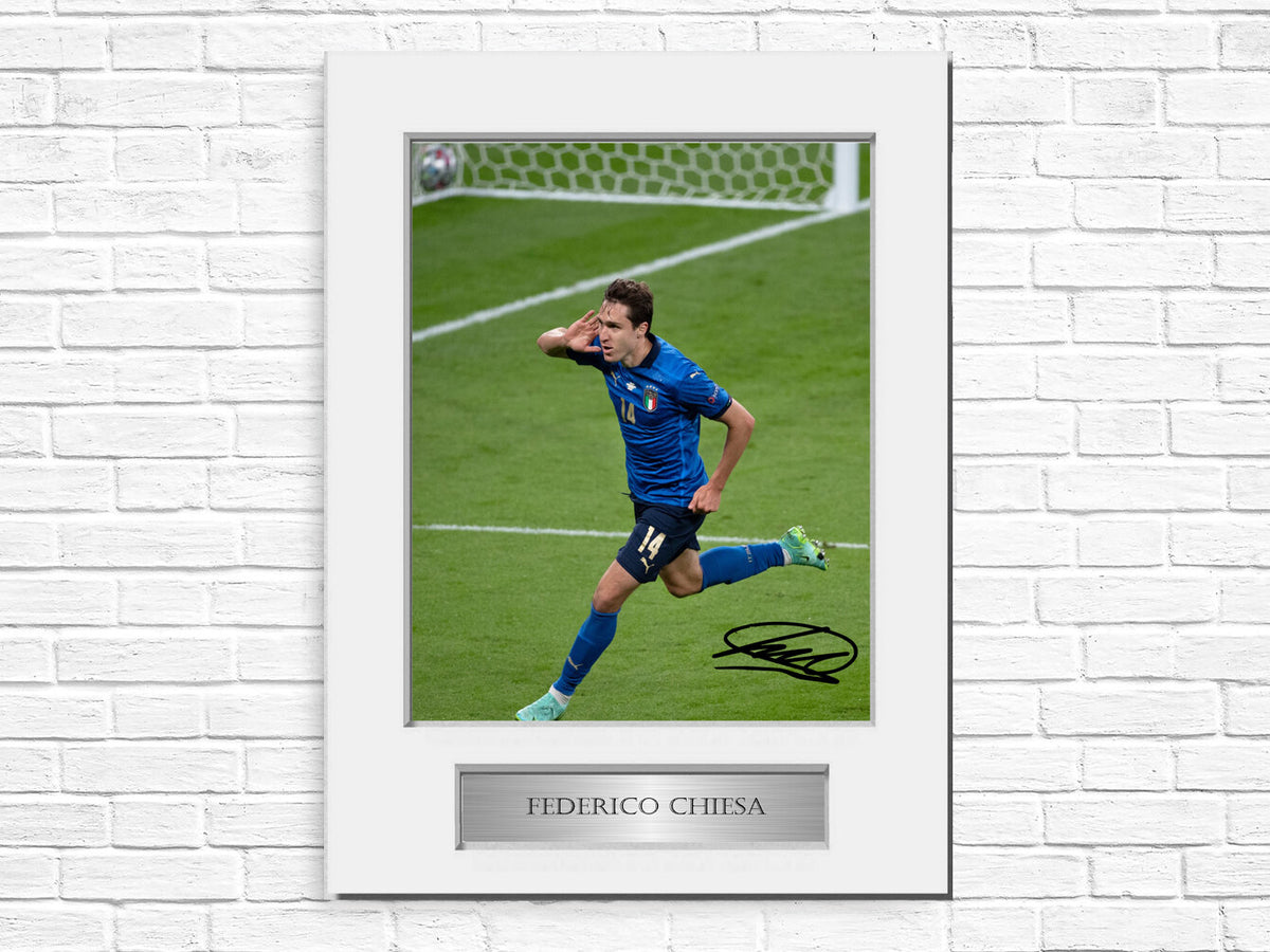 Federico Chiesa Italy Euro 2020 Football A4 Signed Photo Display Mount Gift
