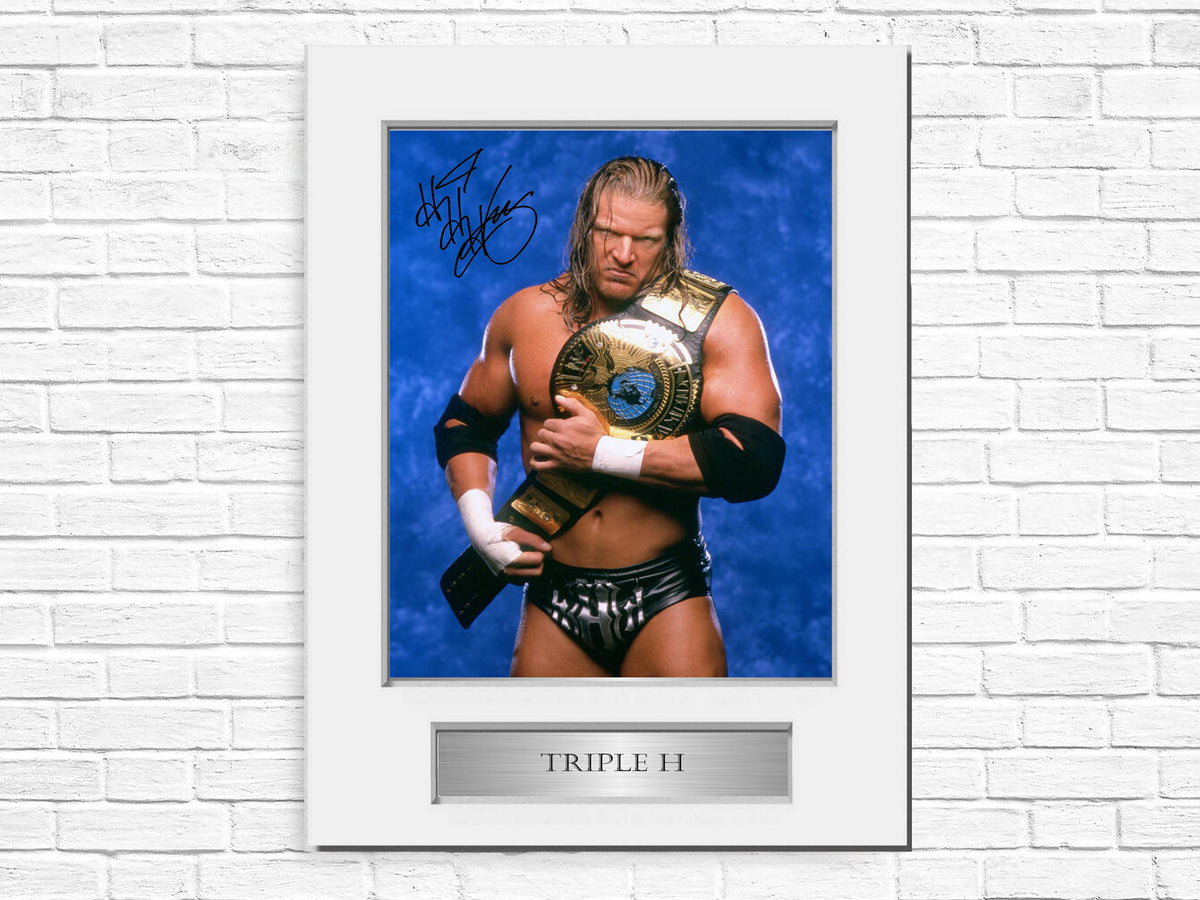 Triple H WWE Wrestler A4 Signed Autograph Photo Display Mount