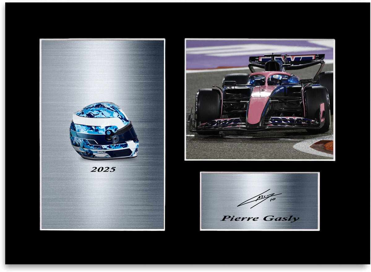 Pierre Gasly 2025 For Alpine F1 Fans mounted display by LJW Prints