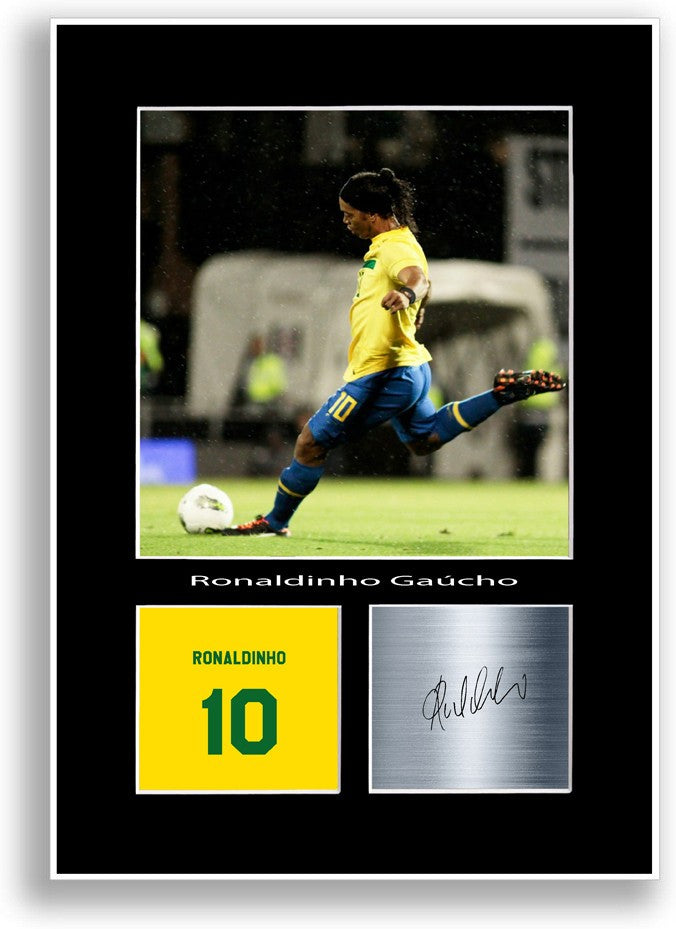 Ronaldinho Football Player Poster Signed Print Photo A4 Wall Art Gift Idea