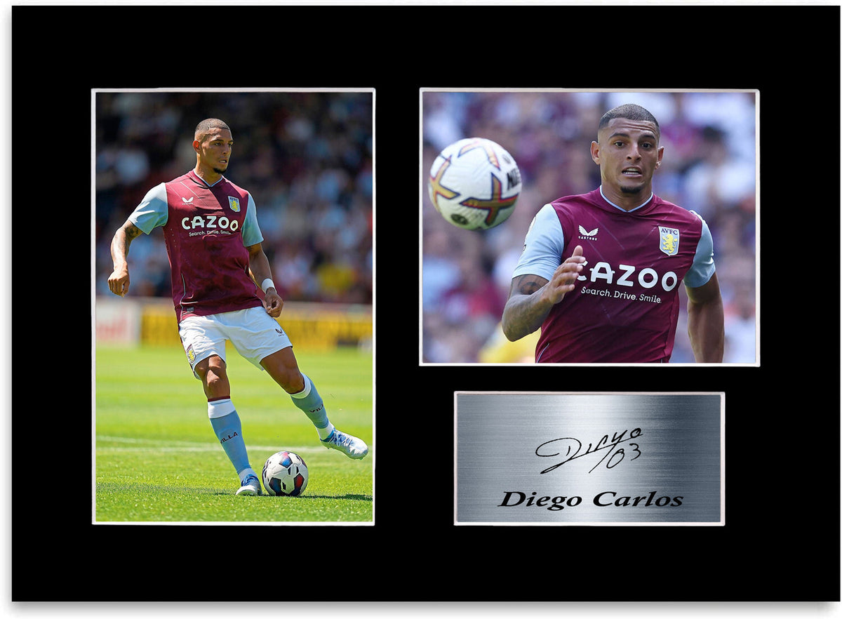 Diego Carlos Aston Villa Player mounted display by LJW Prints