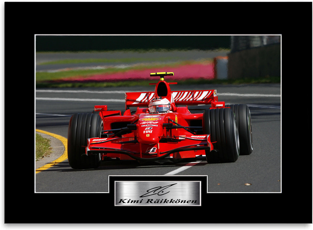 Kimi Räikkönen Ferrari F1 World Champion mounted display by LJW Prints