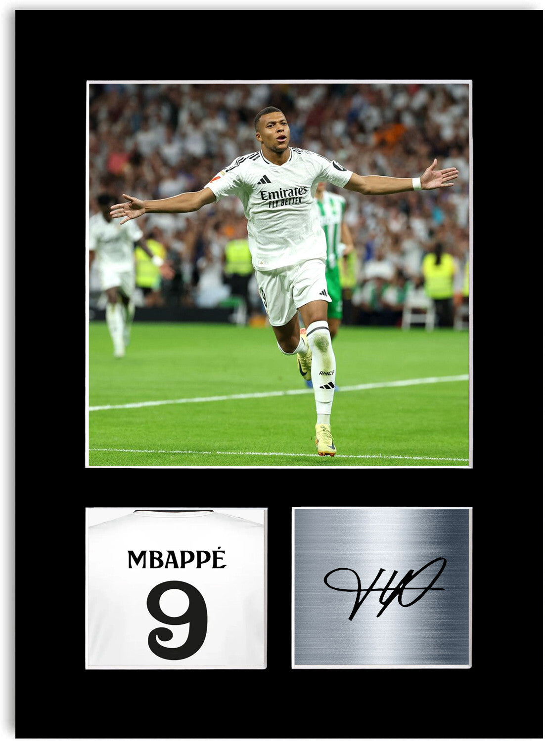 Kylian Mbappe Football Player Real Madrid mounted display by LJW Prints