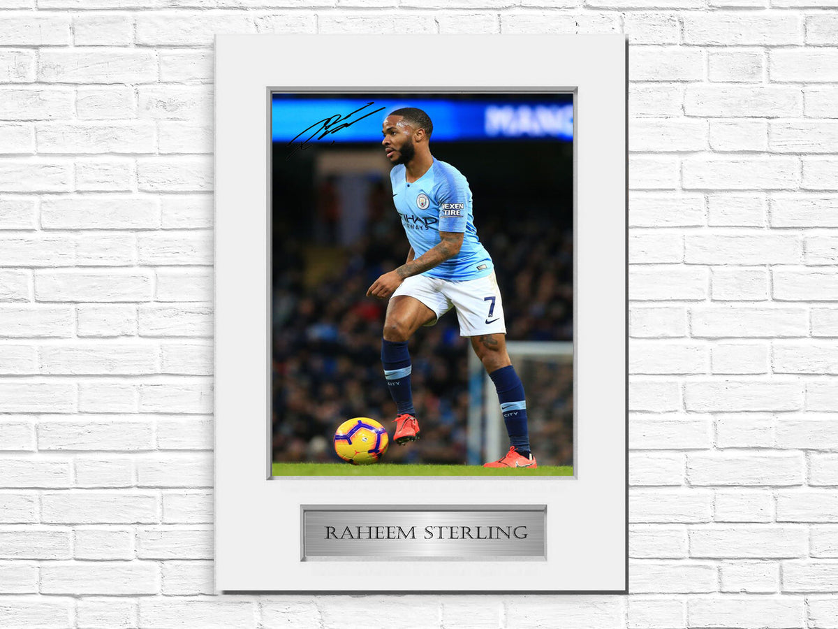 Raheem Sterling Man City Player A4 Signed Photo Display Mount Gift