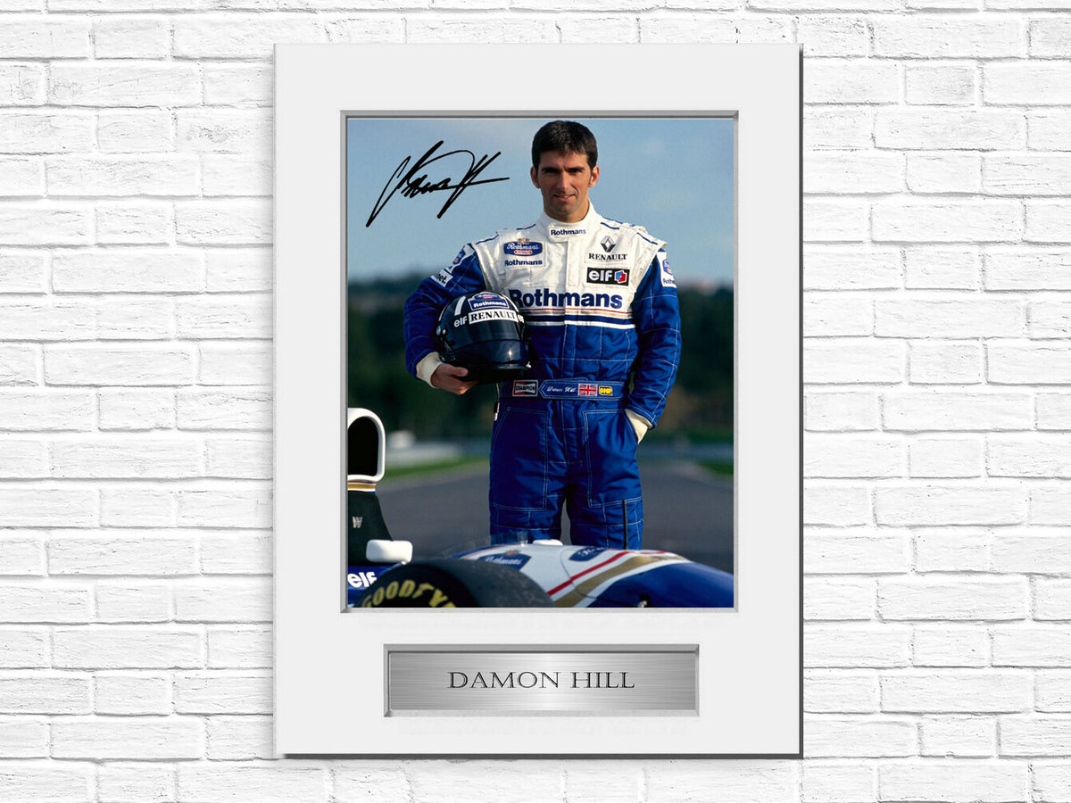 Damon Hill F1 Champion Signed Photo Display Mount A4 