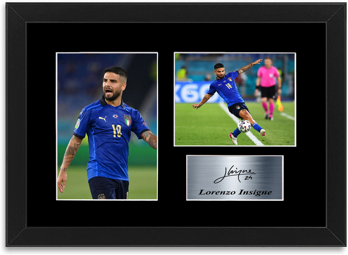 Lorenzo Insigne Italy Football A4 Signed Photo Display Mount Poster Framed