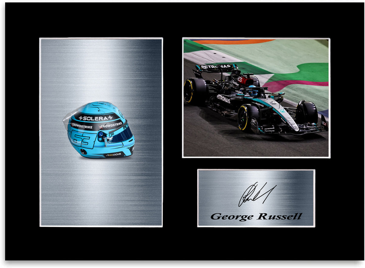 George Russell 2024 For F1 Racing Fans mounted display by LJW Prints