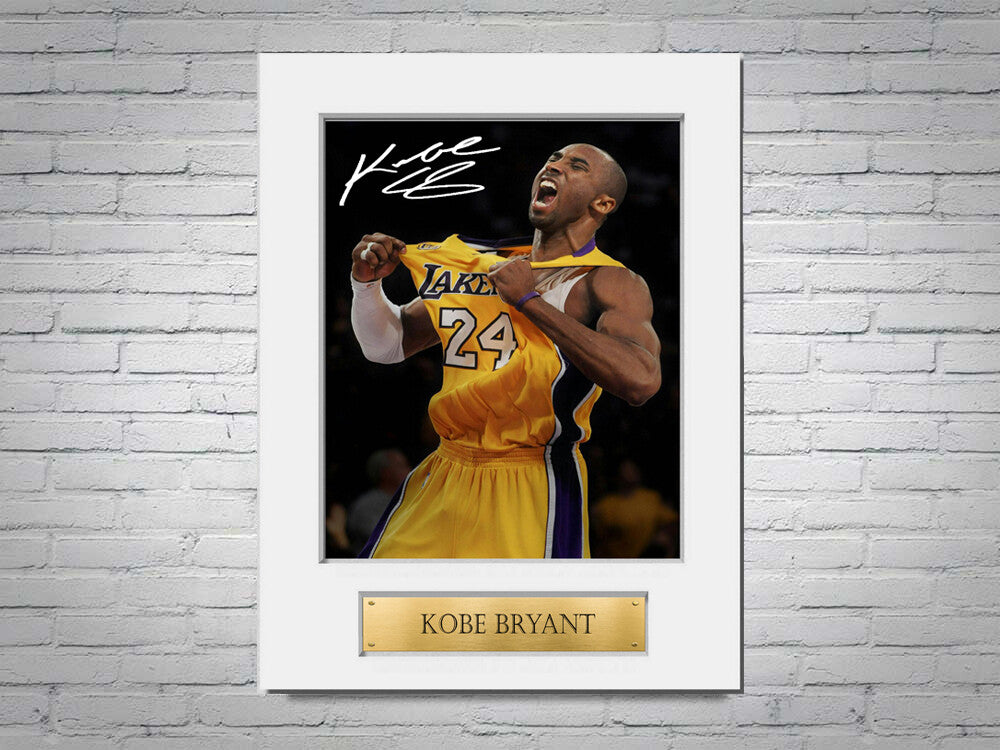 Kobe Bryant A4 Printed Signed Autograph Photo Display Mount Gift