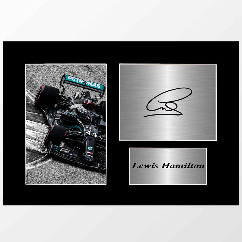 Lewis Hamilton Mercedes F1 Formula 1 Driver Signed Photo Display Mount A4 
