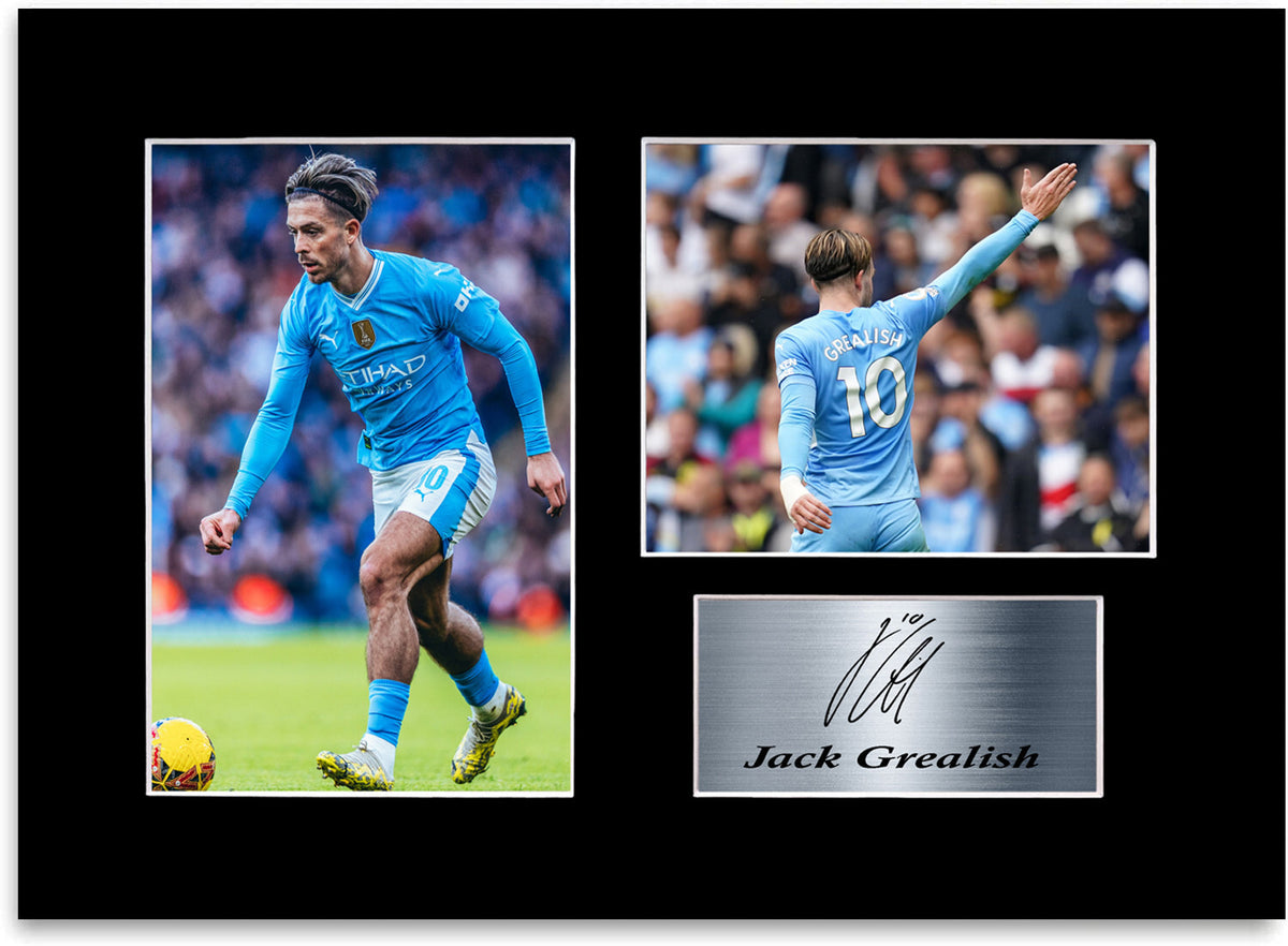 Jack Grealish Man city Player mounted display by LJW Prints