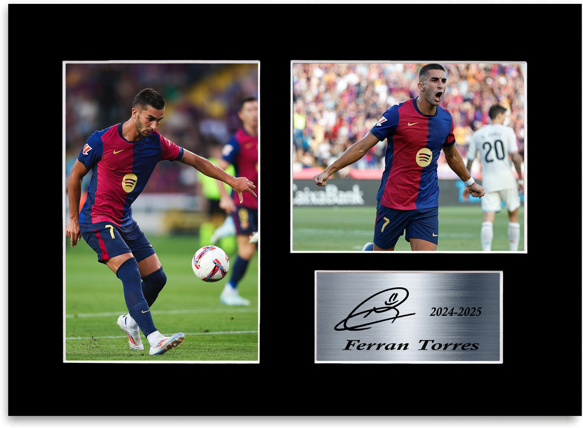 Ferran Torres Football Player Barcelona mounted display by LJW Prints