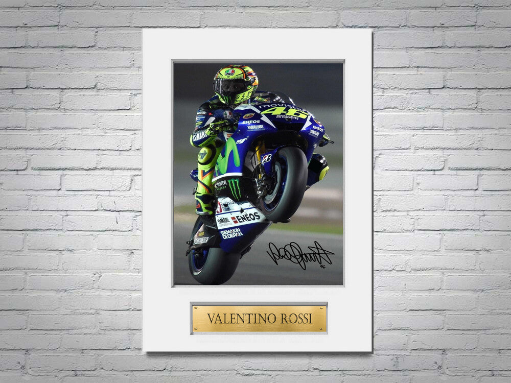 Valentino Rossi MotoGP A4 Printed Signed Photo Display Mount