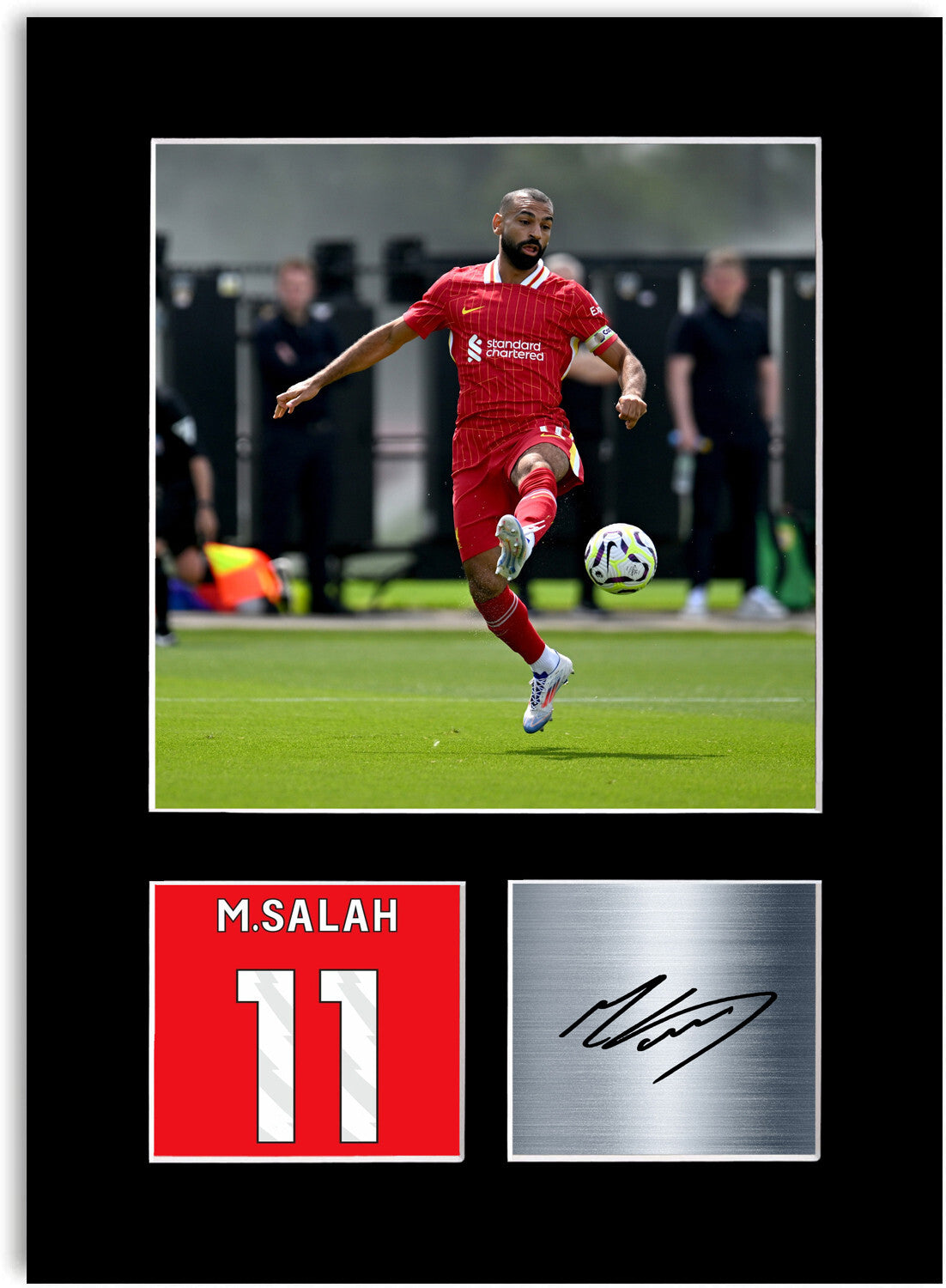 Mo Salah Liverpool Player Football mounted display by LJW Prints