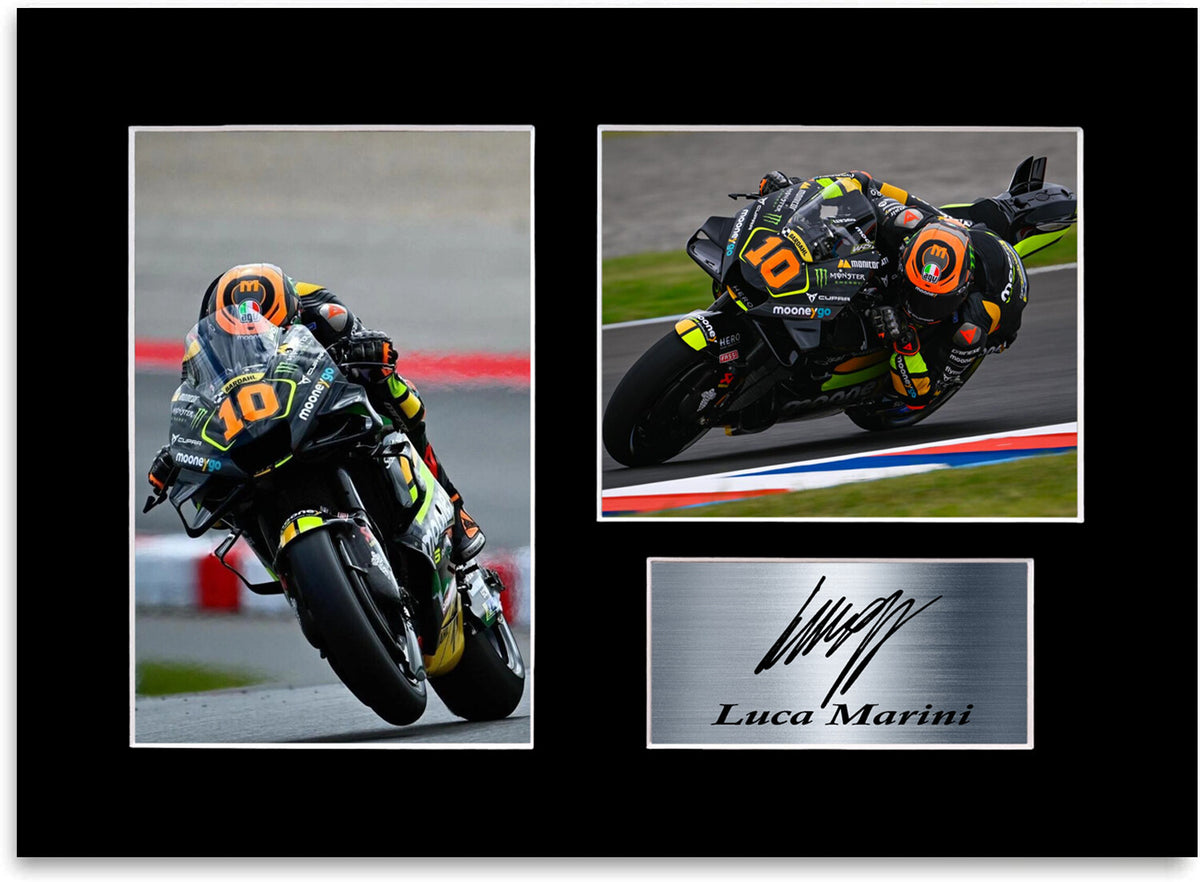 Luca Marini Motorcycle Racer Poster Signed Photo Display Mount A4