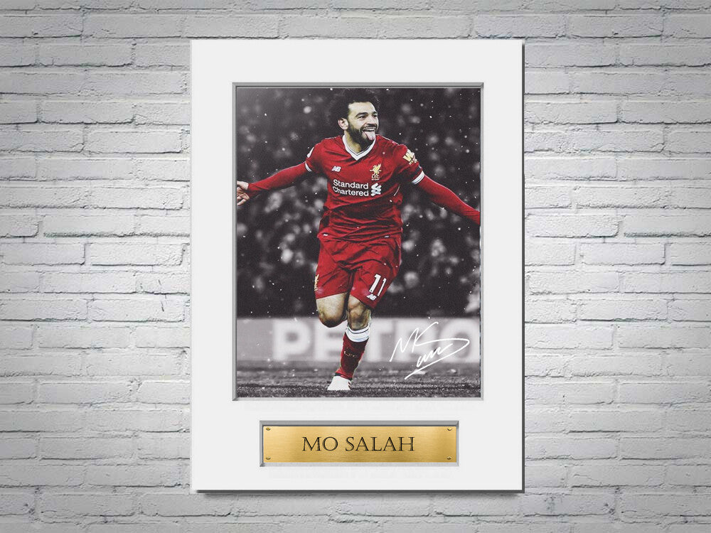 Mo Salah Liverpool FC A4 Printed Signed Autograph Photo Display Mount Gift 