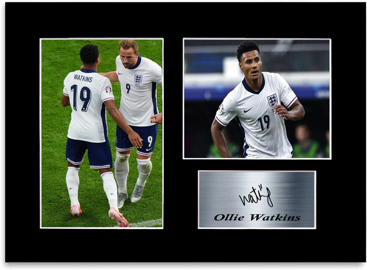Ollie Watkins England Euro 2024 Football Player mounted display by LJW Prints