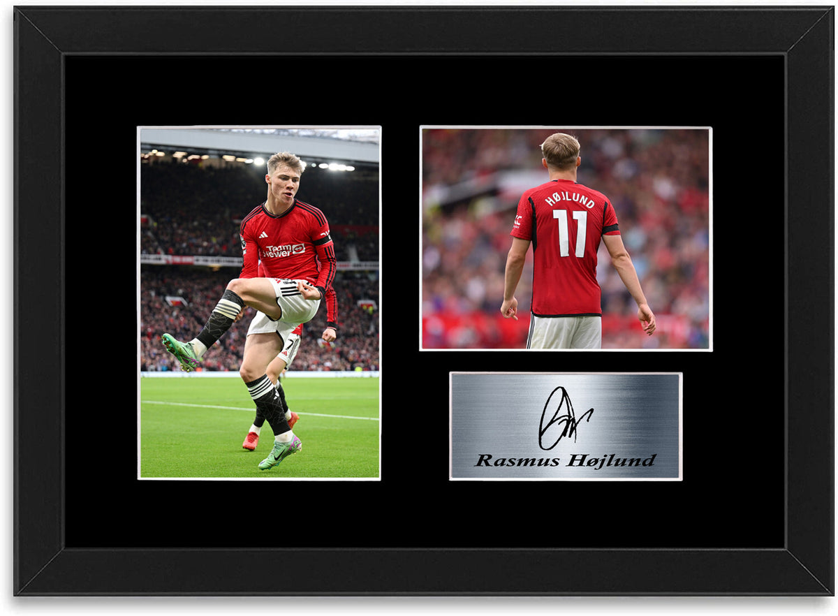 Rasmus Hojlund Man United Player framed print by LJW Prints