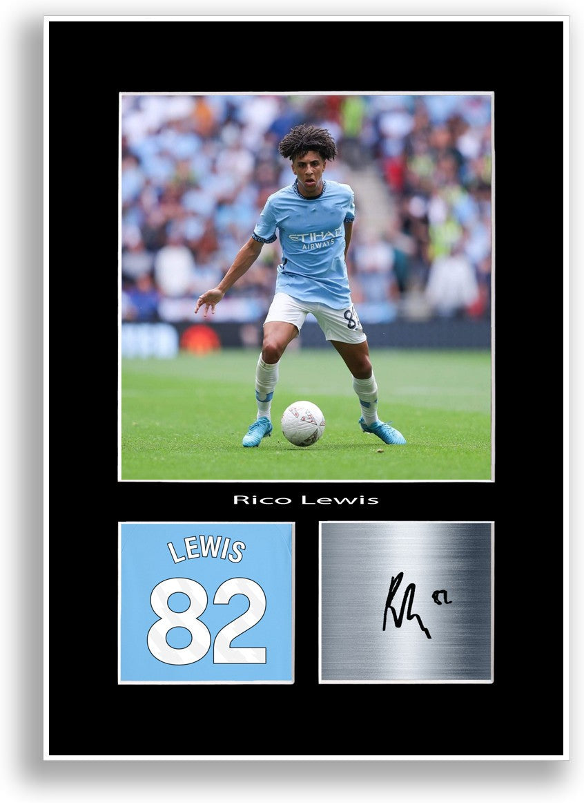 Rico Lewis Football Player Poster Signed Print Photo A4 Wall Art Gift Idea