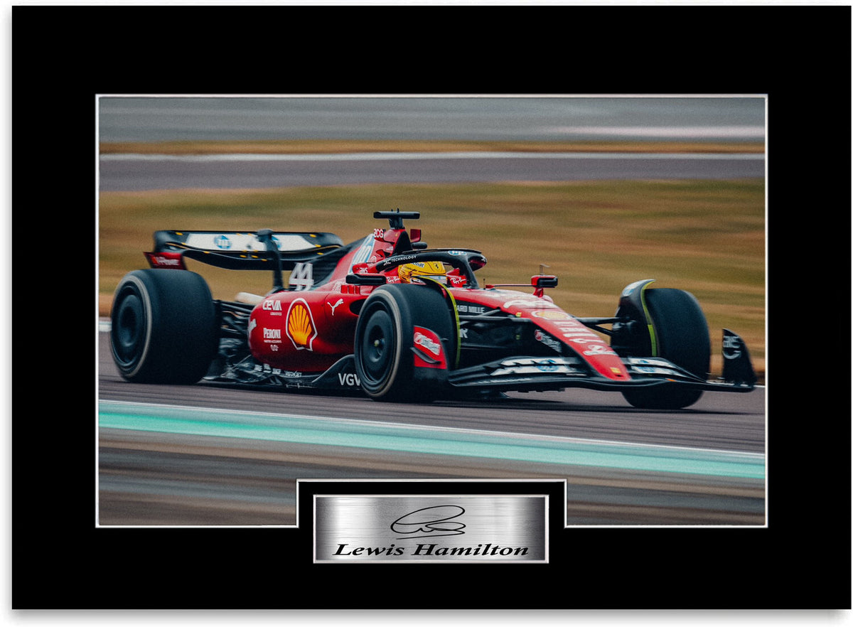 Lewis Hamilton 2025 For Ferrari F1 Fans mounted display by LJW Prints
