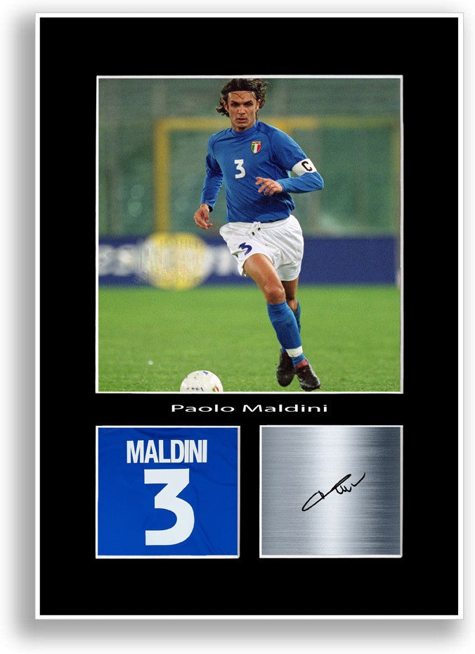 Paolo Maldini Football Player Poster Signed Print Photo A4 Wall Art Gift Idea
