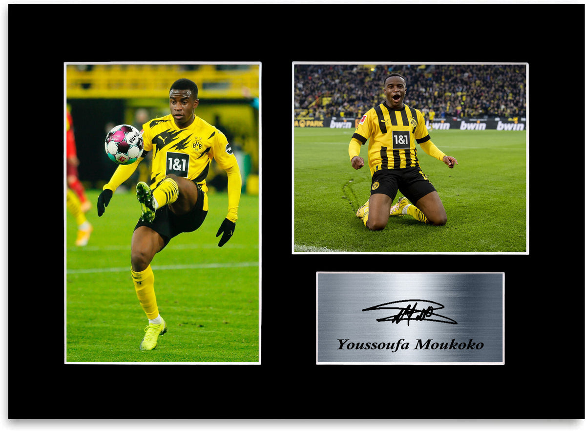 Youssoufa Moukoko Dortmund Football Player A4 Signed Photo Display Mount Poster