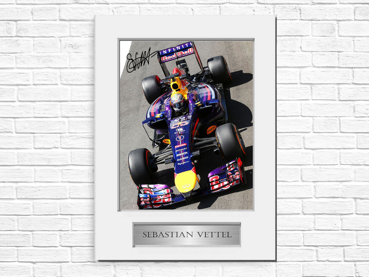 Sebastian Vettel Red Bull F1 Driver Signed Photo Display Mount A4 