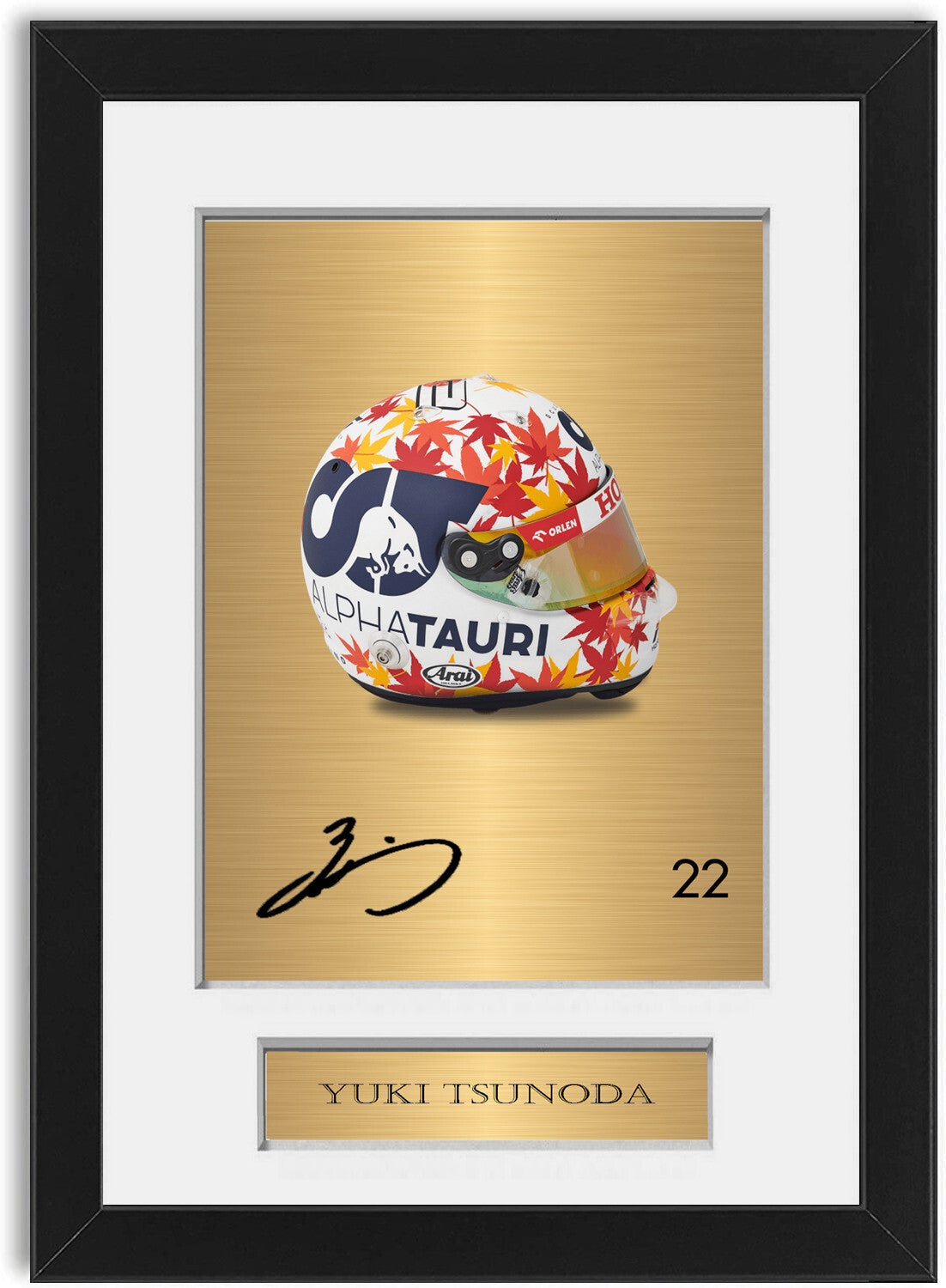 Yuki Tsunoda Formula 1 Driver 2023 Helmet Signed Photo Display Mount A4 Framed
