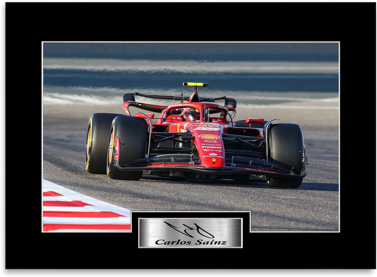 Carlos Sainz Formula 1 Driver 2024 mounted display by LJW Prints