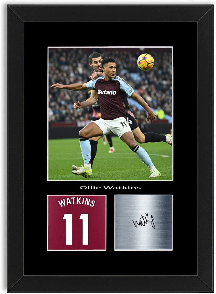 Ollie Watkins Football Player Poster Signed Print Photo A4 Wall Art Framed