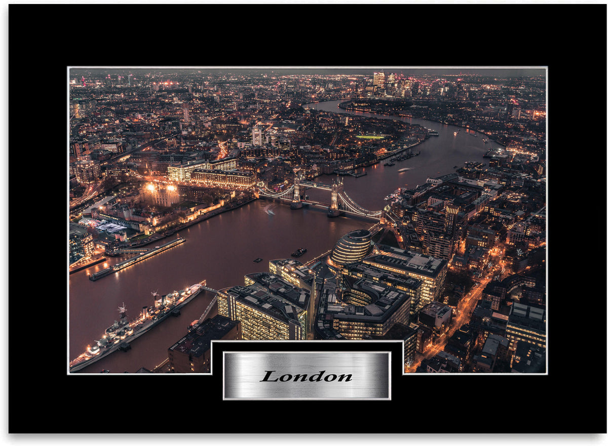 London City Famous Landmarks mounted display by LJW Prints
